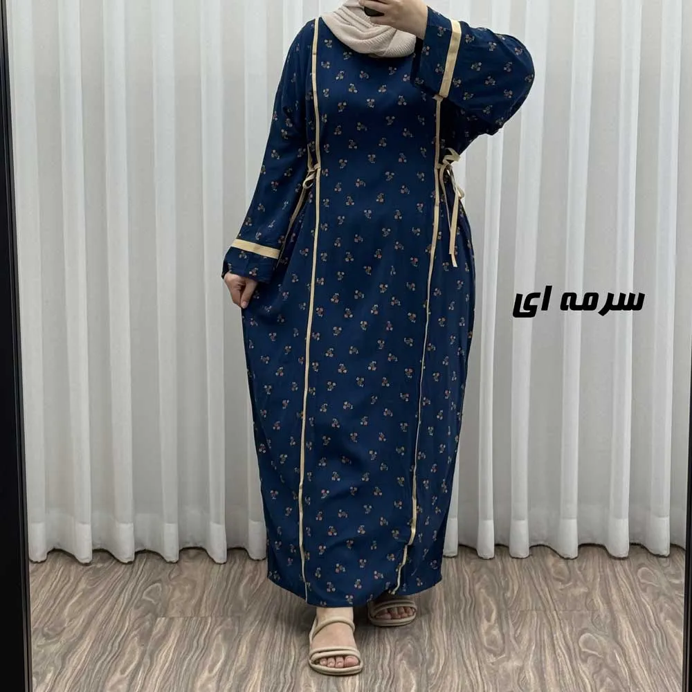 پیراهن ساحلی زنانه نخی گلریز فری سایز مناسب تا سایز 52 با کمر کشی