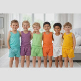 ست رکابی و شورت نخ پنبه پسرانه 6 رنگ