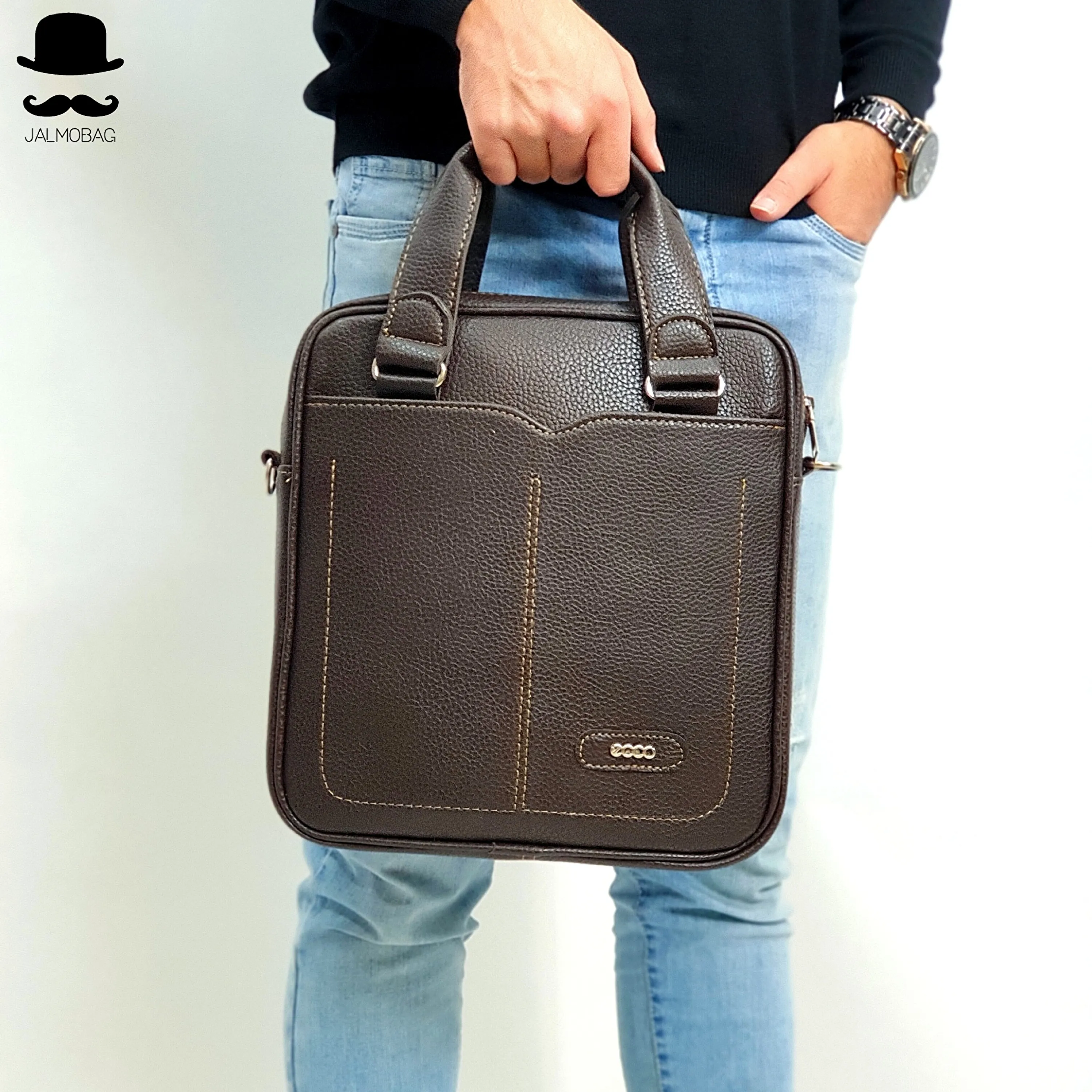 کیف اداری لپتاپی چرمی اِکو ایستاده دستی و دوشی
