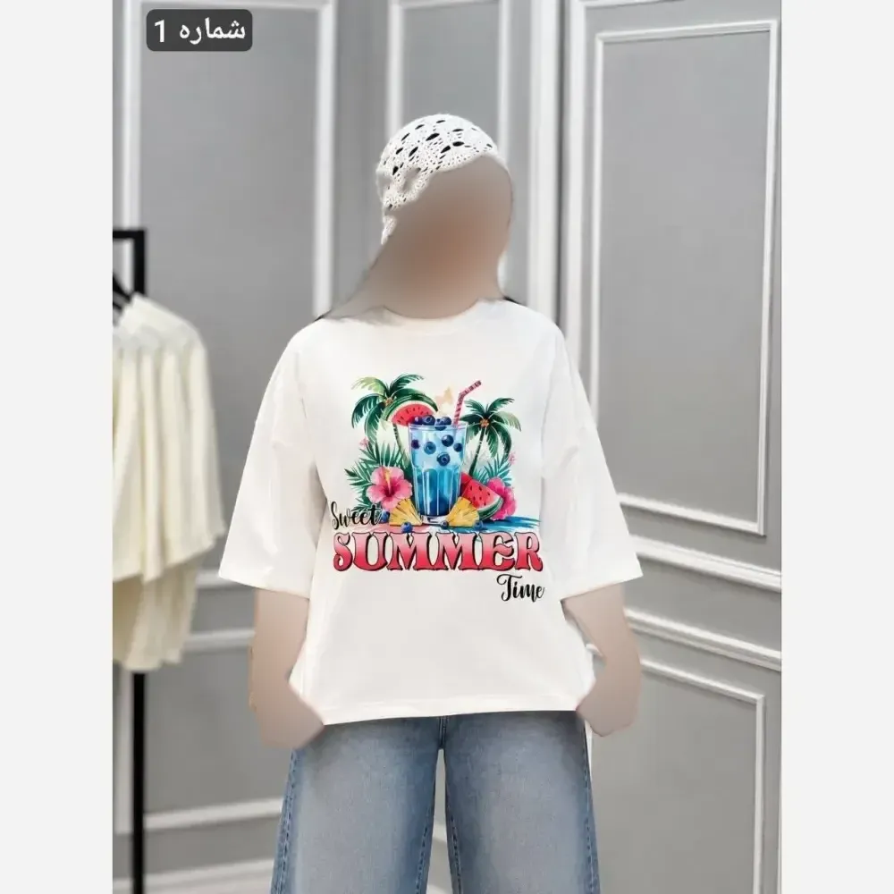 تیشرت باکسی هاوایی نخ پنبه چاپ باکیفیت فری سایز