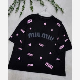 تیشرت باکسی نخ پنبه مشکی miu miu فری سایز