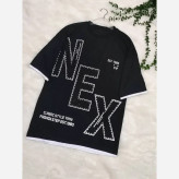 تیشرت لش نخ پنبه مشکی طرح NEX اسپرت فری سایز تا 48