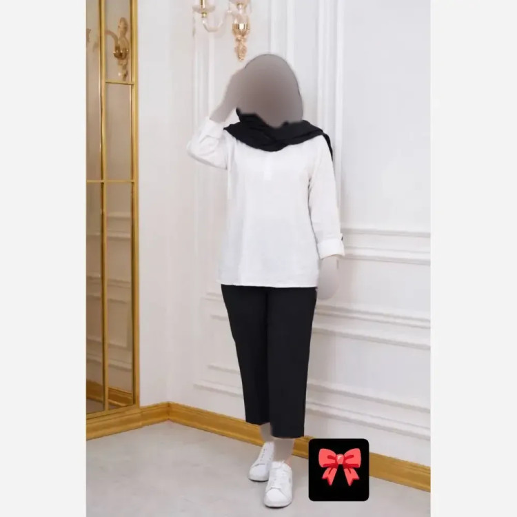 ست مانتو شلوار الیزه و شانتون فری سایز تا 46 رنگ ژورنال
