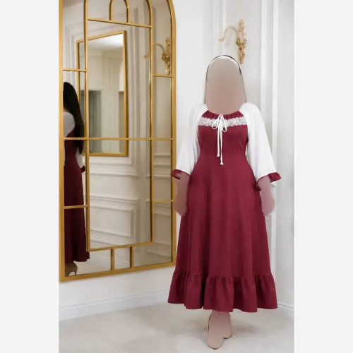 پیراهن بلند زنانه مدل ژاکلین جنس الیزه سایز فری تا 48