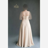 لباس مجلسی مازاراتی قد 160 کاپدار مدل سارا رنگ کرم و سبز