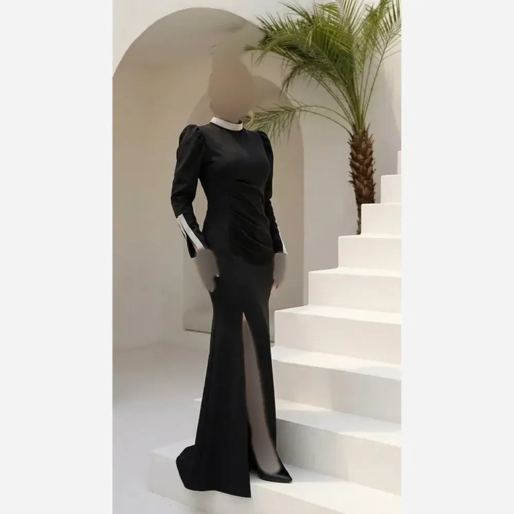 پیراهن مجلسی زنانه مدل دنیز جنس مازاراتی اعلا رنگ مشکی سایز بزرگ