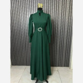 لباس مجلسی زنانه مدل ویکتوریا جنس مازاراتی قد 155 با کمربند نگین دار سایز 1 تا 3 رنگی