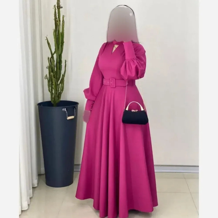 لباس مجلسی زنانه مدل ویکتوریا جنس مازاراتی قد 155 با کمربند نگین دار سایز 1 تا 3 رنگی
