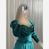 پیراهن مجلسی زنانه مخمل و خرجکار مخمل پولکی قد 160