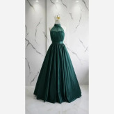 لباس مجلسی زنانه ساتن آمریکایی و تور قد 160 دامن پرچین مزونی