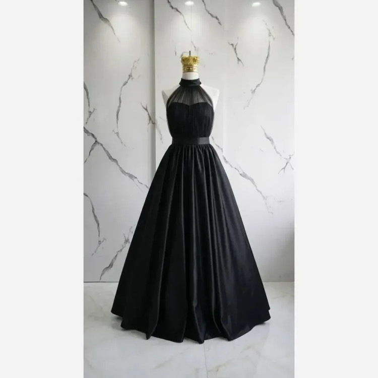 لباس مجلسی زنانه ساتن آمریکایی و تور قد 160 دامن پرچین مزونی