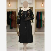 مانتو گلدوزی باران جنس شانتون فری سایز رنگ بندی متنوع
