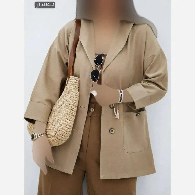 مانتو کتی یقه آرشال جنس کتان لنین نچرال