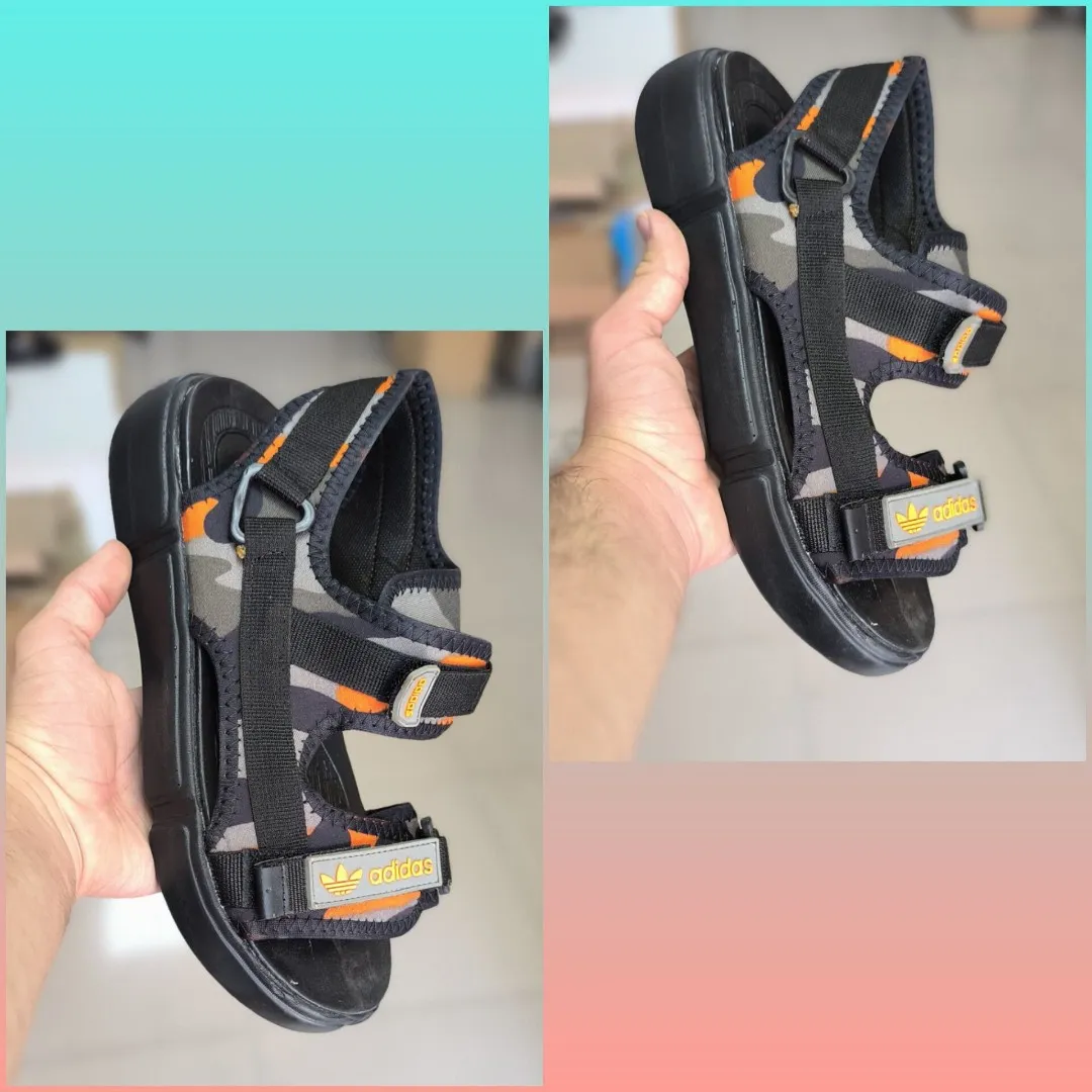 کفش اسپرت صندل رکابدار مردانه مشکی نارنجی