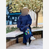 پیراهن لینن طرح سرخپوستی فری سایز مدل بلند