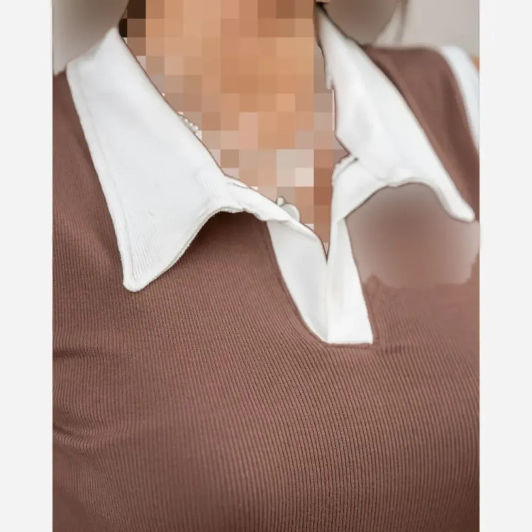 تاپ یقه دار فانریپ پنبه فول کشی زنانه