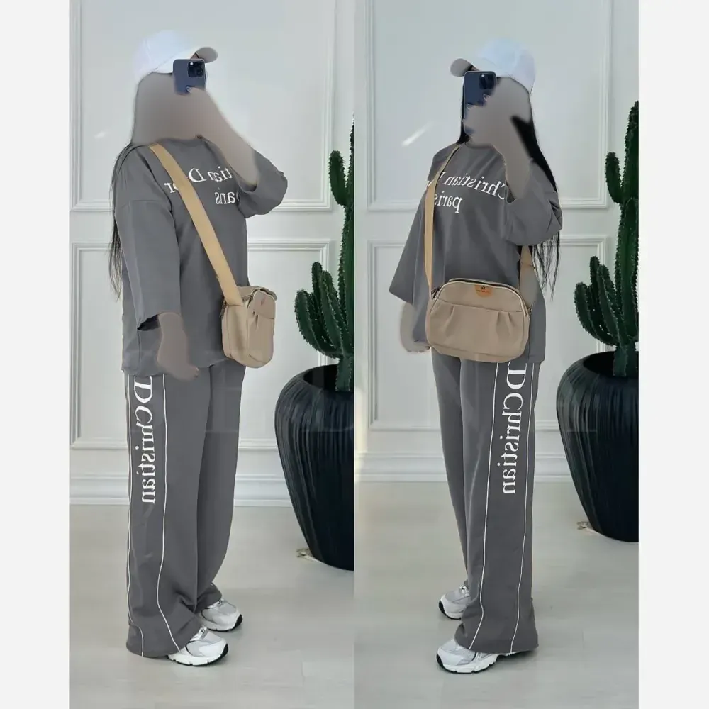 ست بلوز و شلوار زنانه فلامنت طرح کرستین رنگی فری سایز