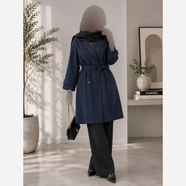 مانتو دیپلمات راه راه زنانه بلند