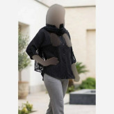 شومیز مجلسی زنانه نگین دار مشکی فری سایز جنس بزایاق درجه یک