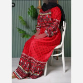 لباس ساحلی زنانه نخی حاشیه دار تابستانه کمربندار رنگی فری سایز