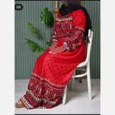 لباس ساحلی زنانه نخی حاشیه دار تابستانه کمربندار رنگی فری سایز