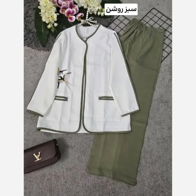 کت شلوار زنانه مدل پرستو جنس مازراتی درجه یک فری سایز