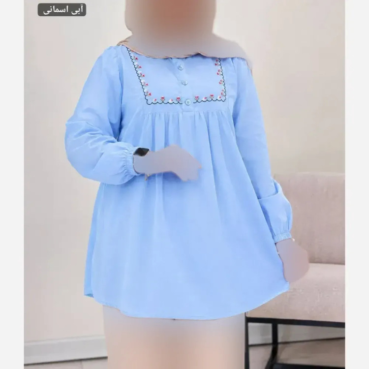مانتو عروسکی گلدوزی شده الیاف لینن آنزیم شور فری سایز
