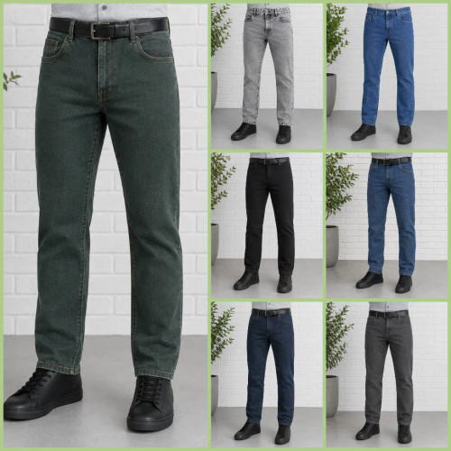 شلوار جین مردانه راسته پنبه کش سایز 40 تا 58