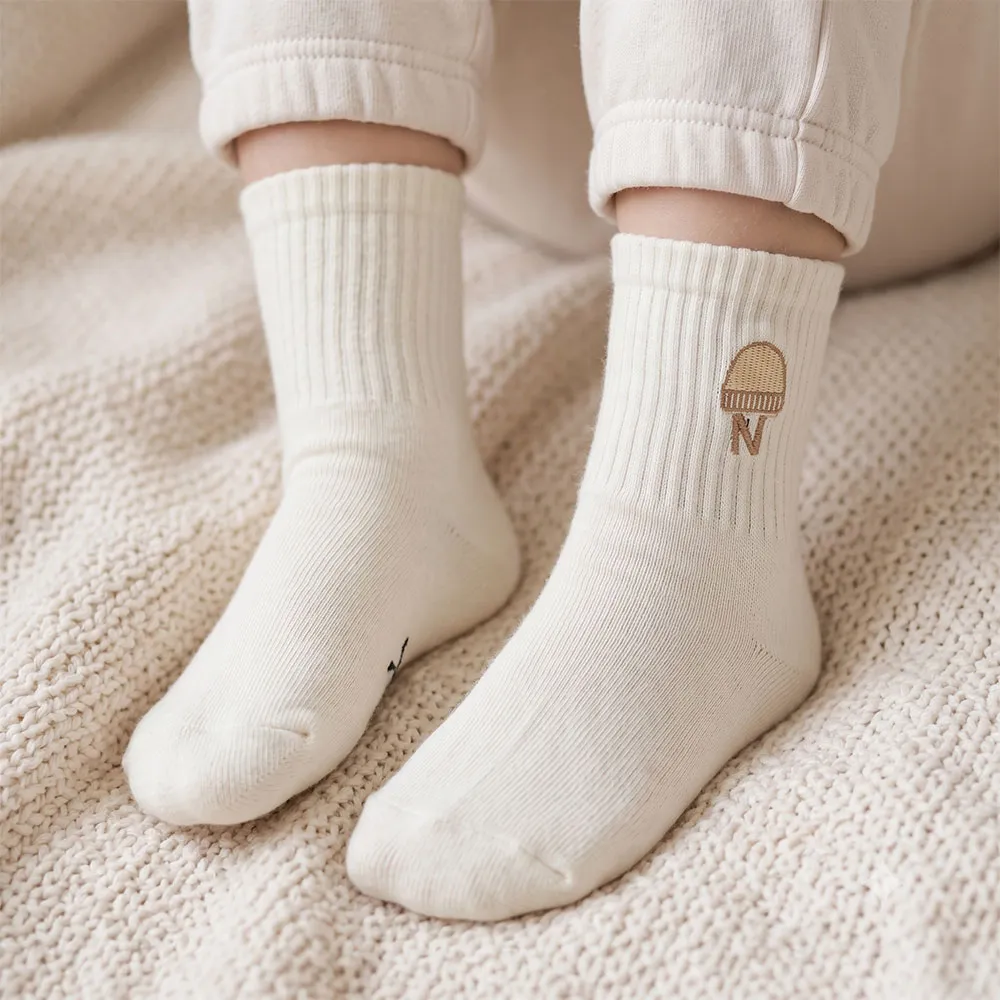 جوراب بچه گانه ساق بلند پنبه ای رنگ شیری