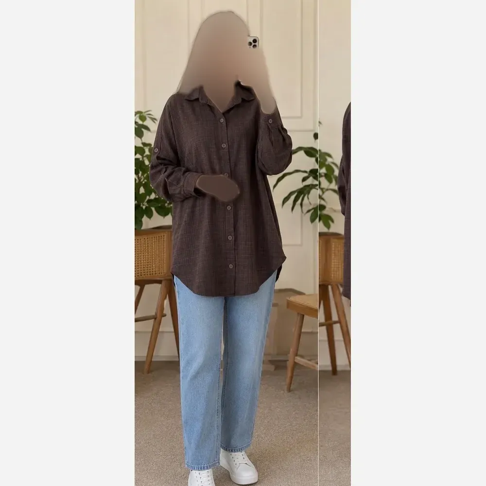 شومیز مانتوایی ساده لینن ترک تابستانه فری سایز