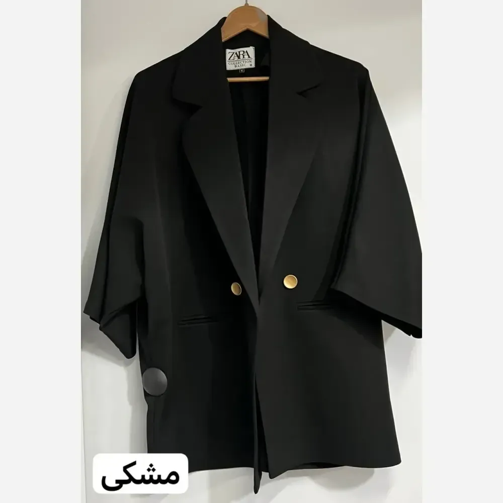 کت زنانه همتا جنس کرپ مازراتی رنگ مشکی جیب دار
