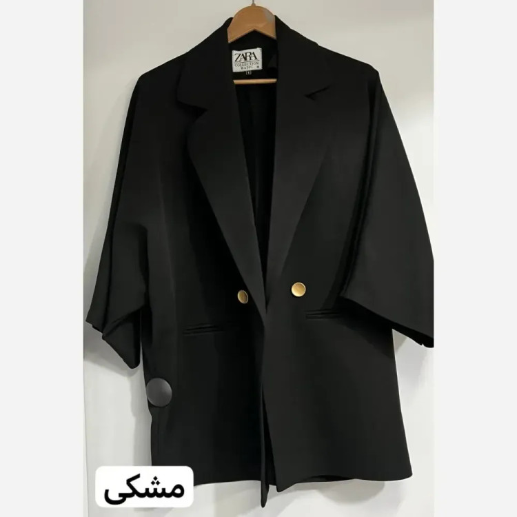 کت زنانه همتا جنس کرپ مازراتی رنگ مشکی جیب دار