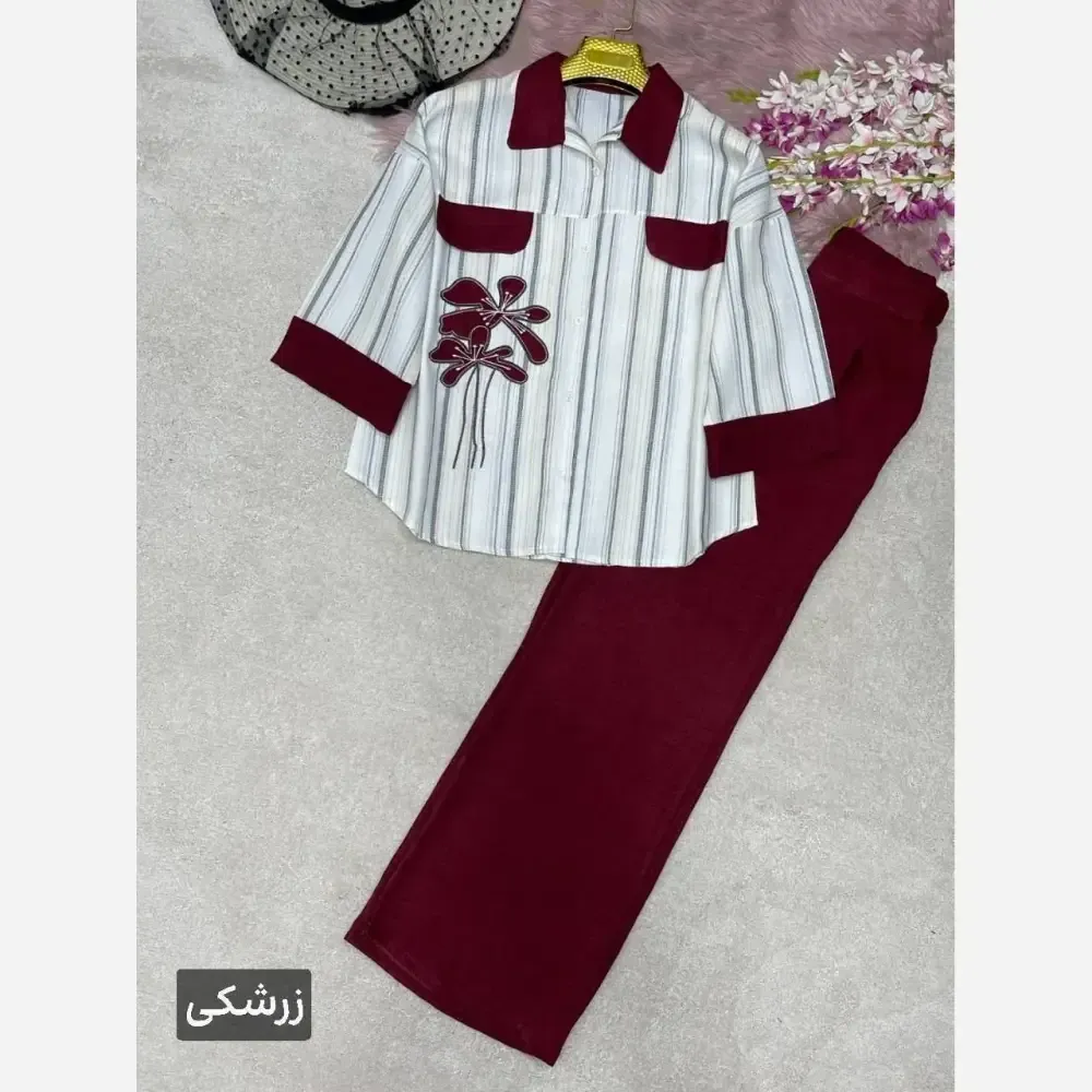 شومیز شلوار نوگل لنین بیسکویتی و شانتون فری سایز