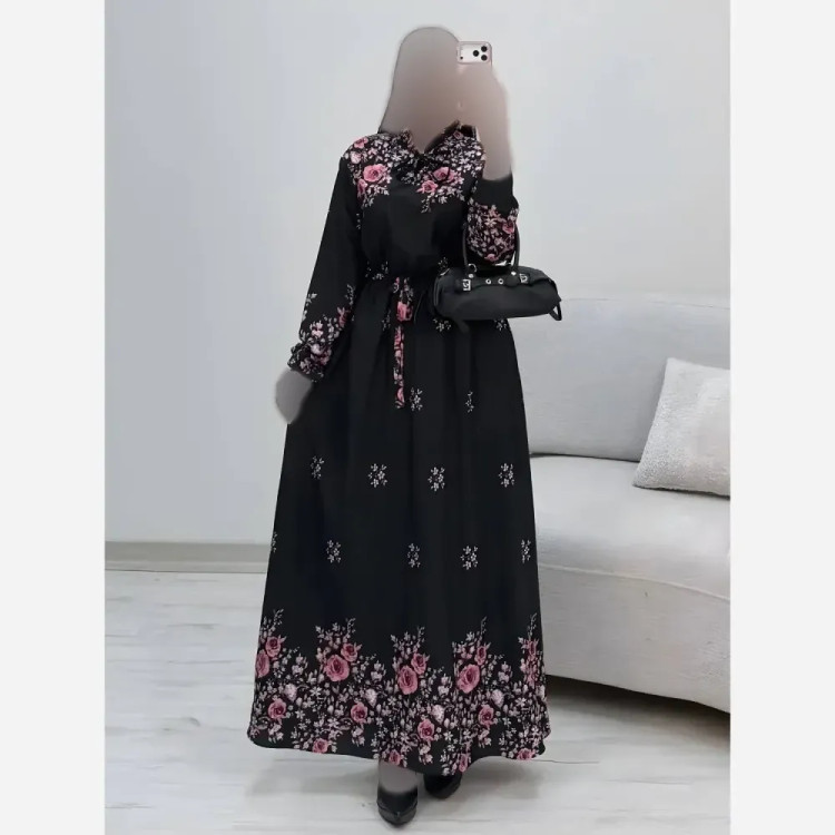 پیراهن ساحلی رز کرپ بوگاتی درجه یک رنگ صورتی فری سایز