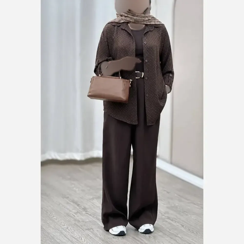 شومیز زنانه نگین دار سایز بزرگ جنس پری