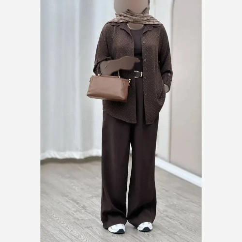 شومیز زنانه نگین دار سایز بزرگ جنس پری