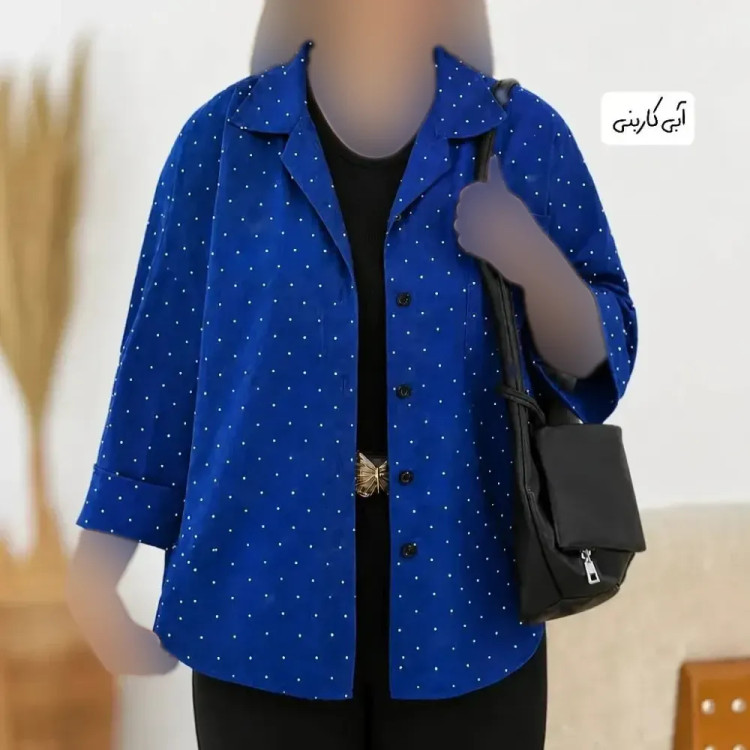 شومیز زنانه نگین دار سایز بزرگ جنس پری