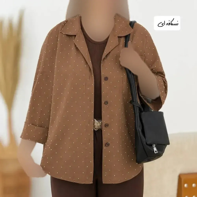 شومیز زنانه نگین دار سایز بزرگ جنس پری