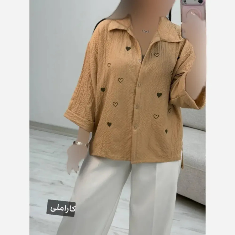 شومیز جاذبه قلبی جنس ینزی پفکی فری سایز
