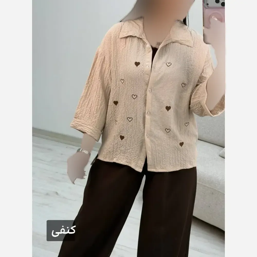 شومیز جاذبه قلبی جنس ینزی پفکی فری سایز