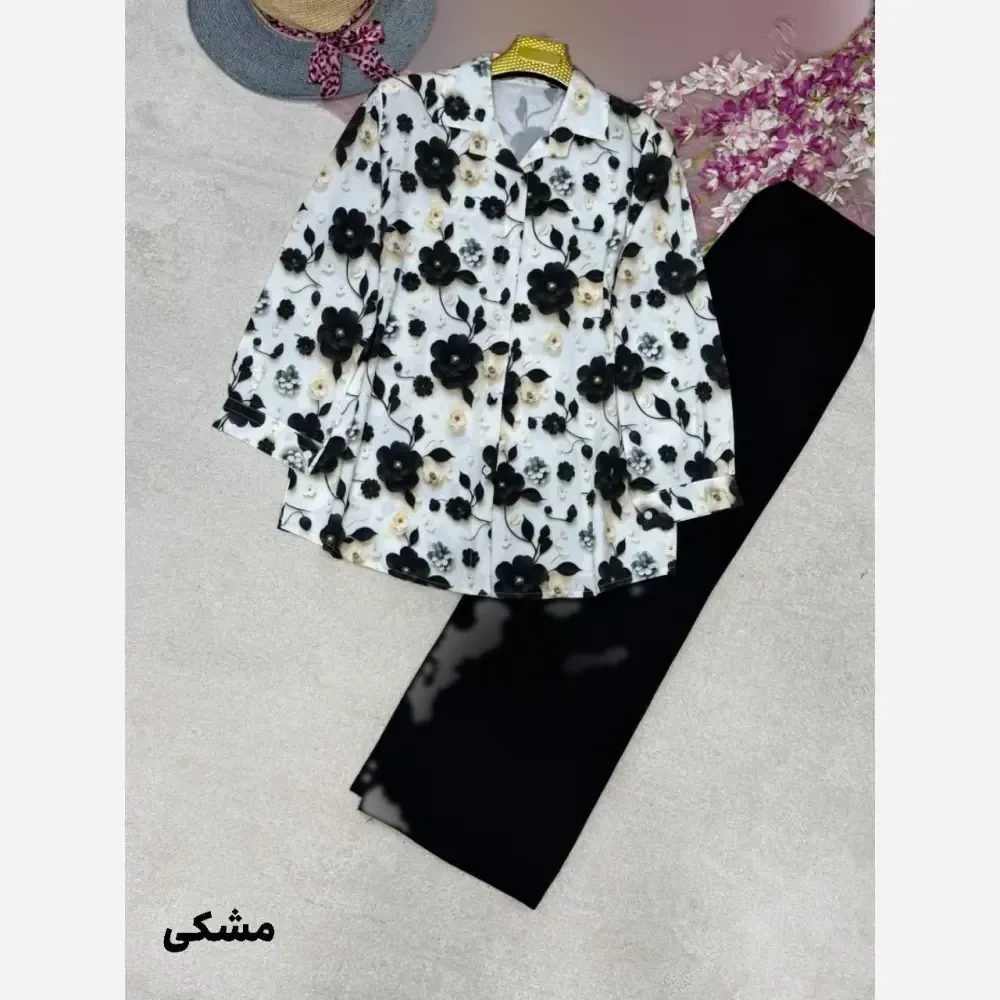 ست شومیز شلوار سوگل جنس بوگاتی و مازراتی سایز فری 40 تا 48