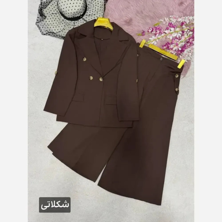 کت و شلوار لنین زنانه مدل رویا رنگ مشکی شکلاتی سبز نسکافهای کرم
