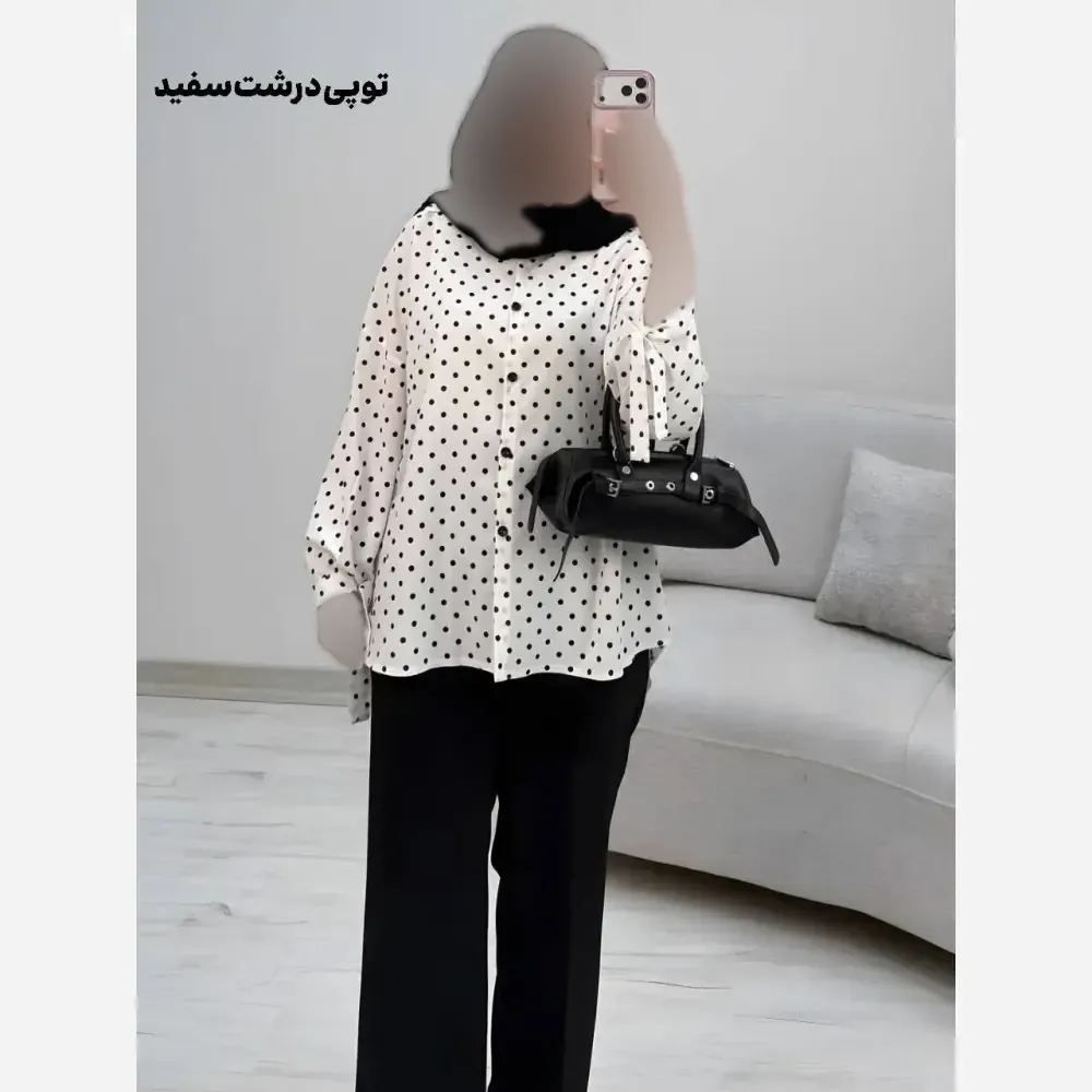 شومیز طرحدار چیچک جنس کرپ الیزه چاپی فری سایز