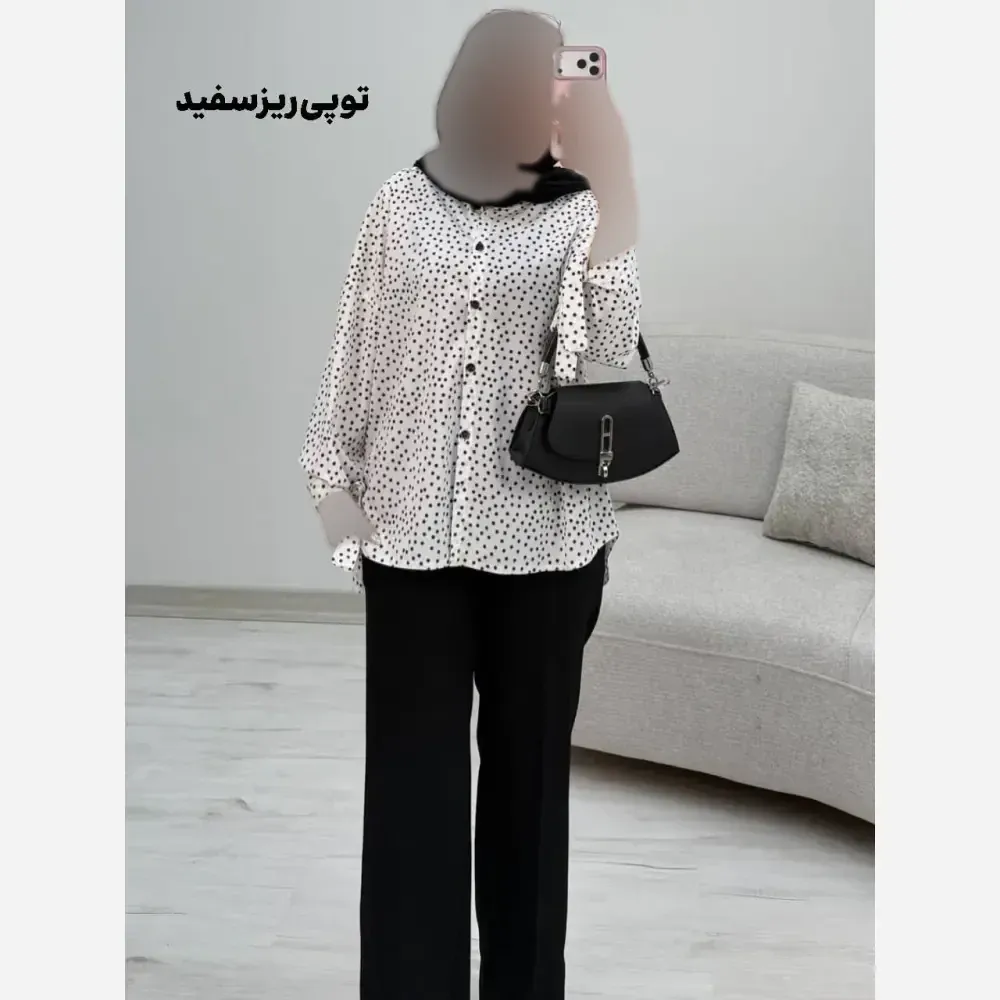 شومیز طرحدار چیچک جنس کرپ الیزه چاپی فری سایز