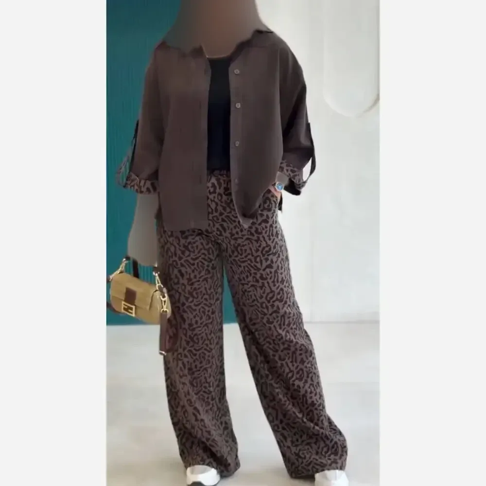 شلوار زنانه پلنگی نخ اصل وارداتی فری سایز پشت کمر کش