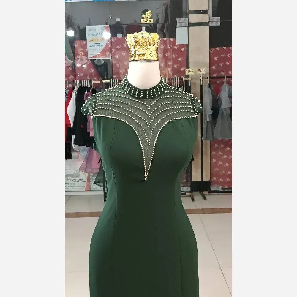 پیراهن مجلسی زنانه مدل نورا جنس ساتن آمریکایی قد 150 سایز 38 تا 48