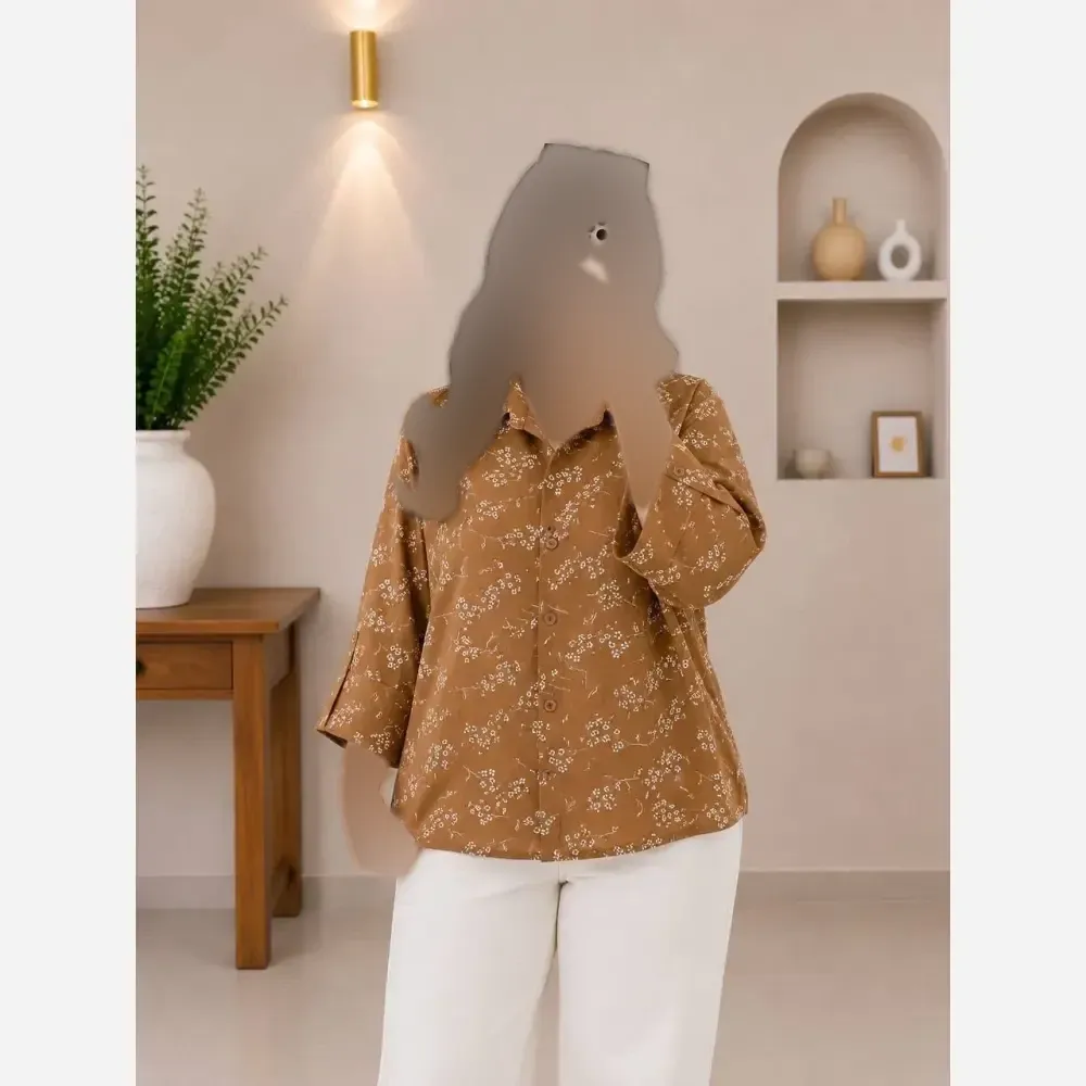 شومیز زنانه ساناز جنس شیشه ای لمه کاری شده فری سایز