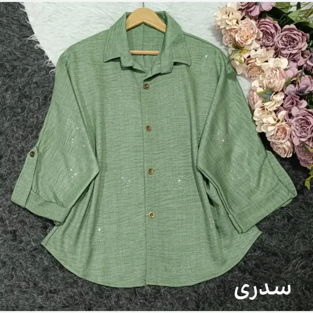 شومیز مانتویی نگینی زنانه جنس صوفیا فری سایز