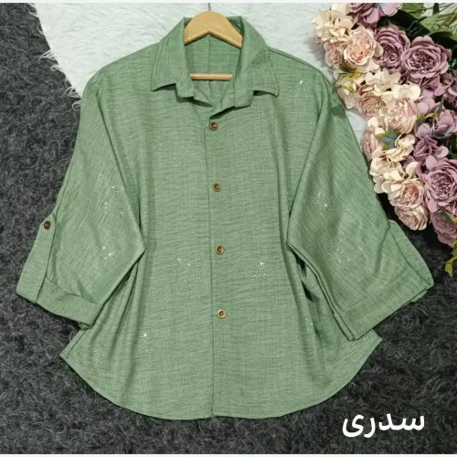 شومیز مانتویی نگینی زنانه جنس صوفیا فری سایز
