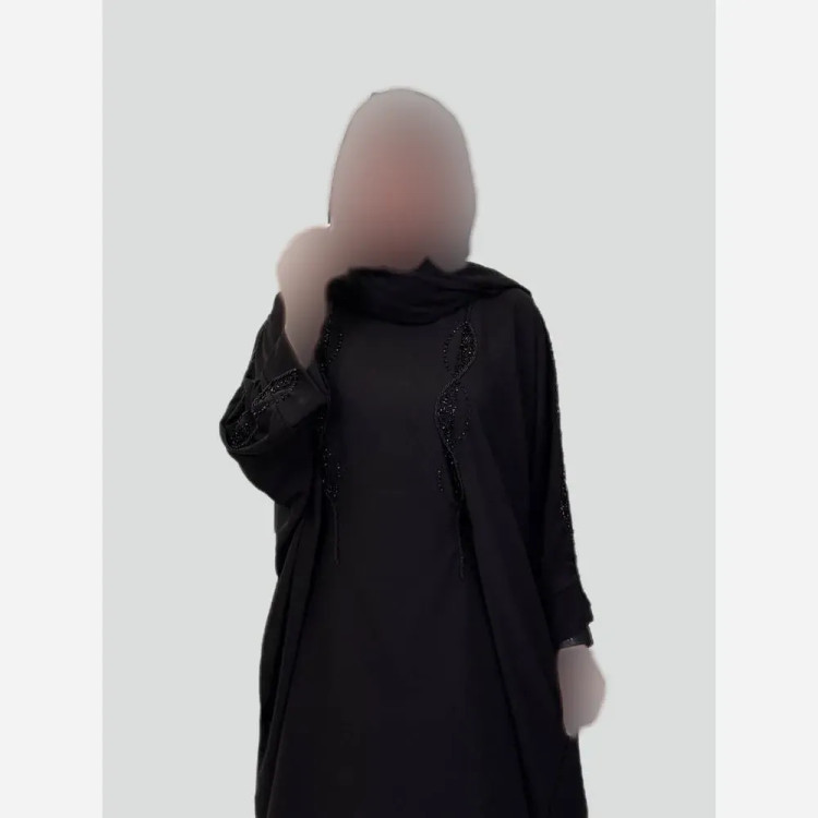 عبا زنانه مجلسی مشکی جنس الیزه اعلا دستدوز سایز فری سایز 40 تا 60 قد 140
